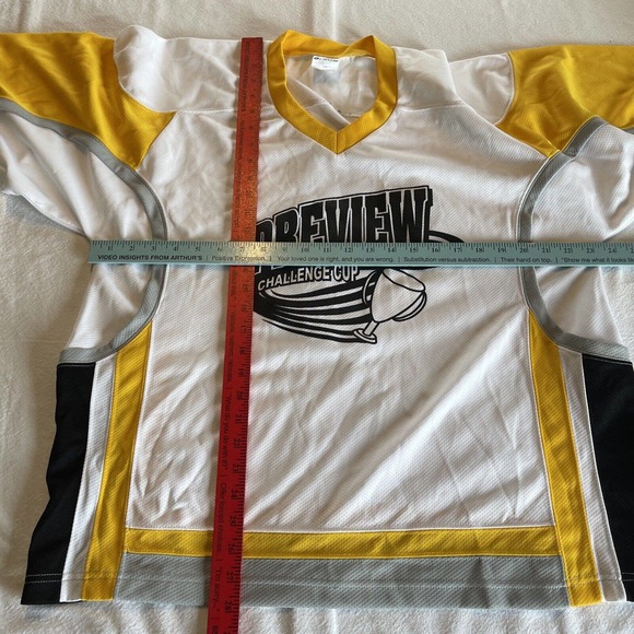 Preview Challenge Cup Hockey jersey Sz M White Black Yellow Gray Minnesota #4 - Picture 6 of 11